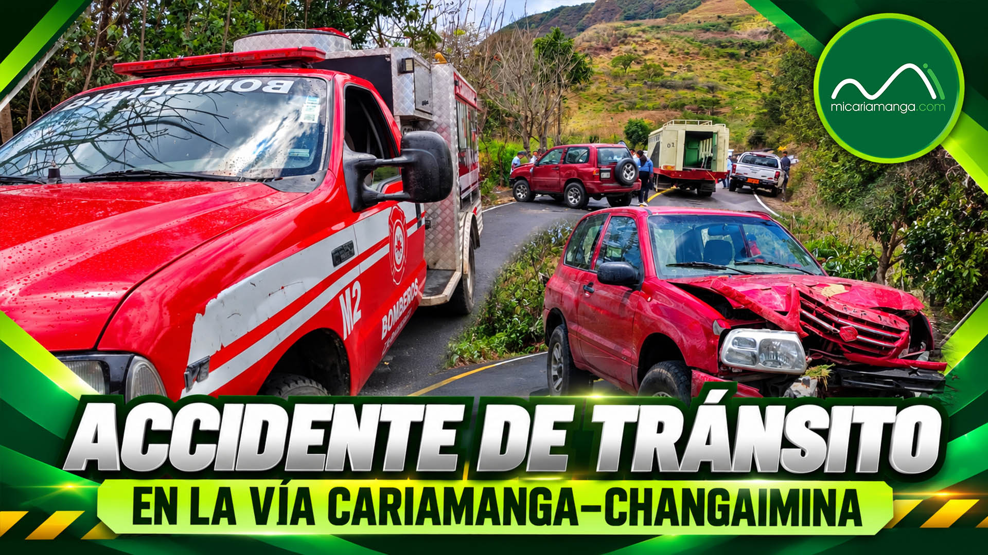 Vehículo involucrado en accidente de tránsito en el sector Chiriguala de la vía Cariamanga–Changaimina