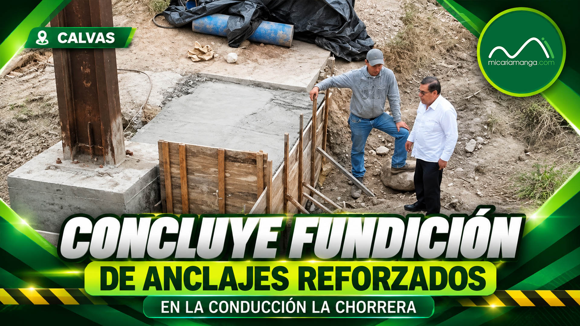 Anclajes reforzados construidos en la línea de conducción La Chorrera en Sambi