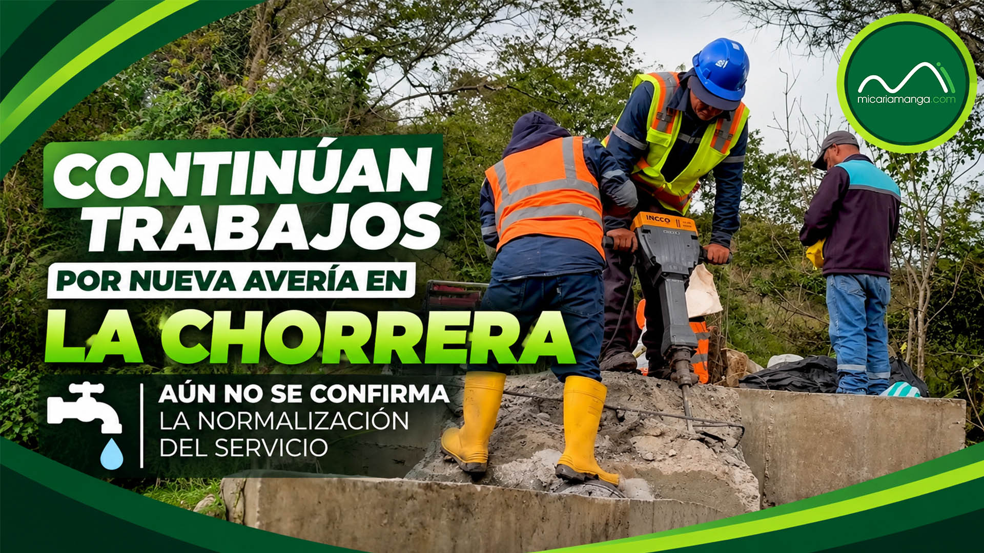 Personal de EP-EMAPAC trabaja en nueva avería de la línea de conducción La Chorrera que abastece a Cariamanga