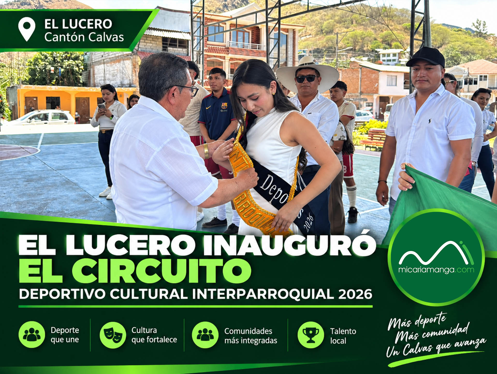 Participantes en la inauguración del Circuito Deportivo Cultural Interparroquial en El Lucero