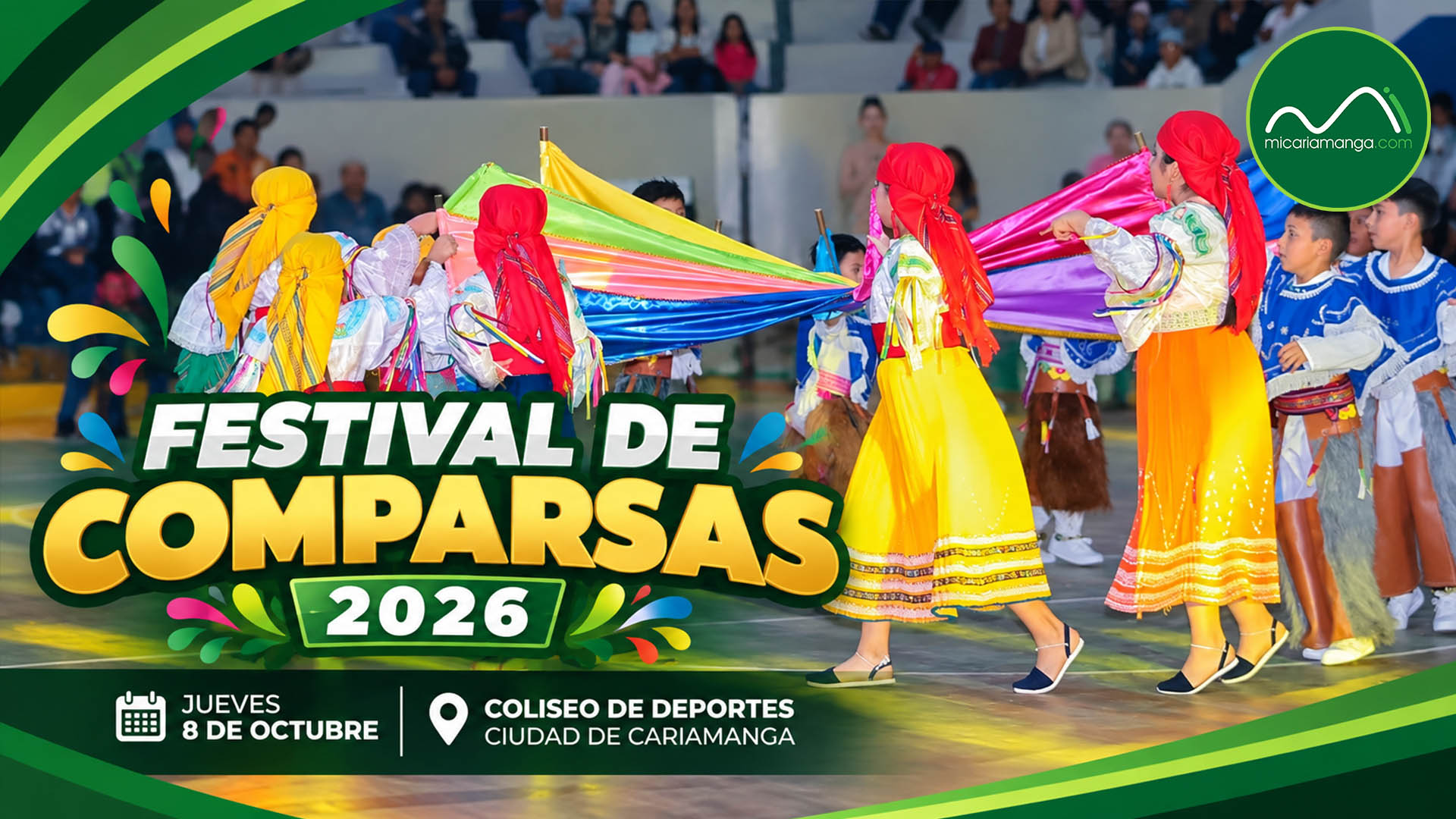 Convocatoria al Festival de Comparsas 2026 en el Coliseo de Deportes de Cariamanga