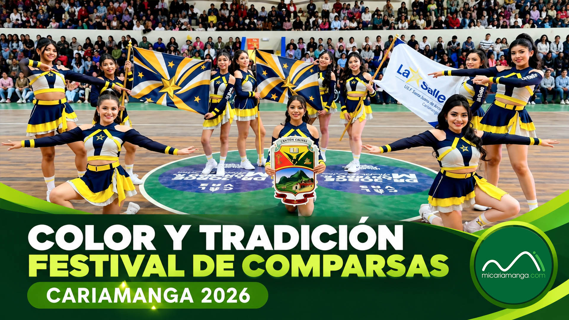 Danzantes participan en el Festival de Comparsas 2026 realizado en el Coliseo de Cariamanga