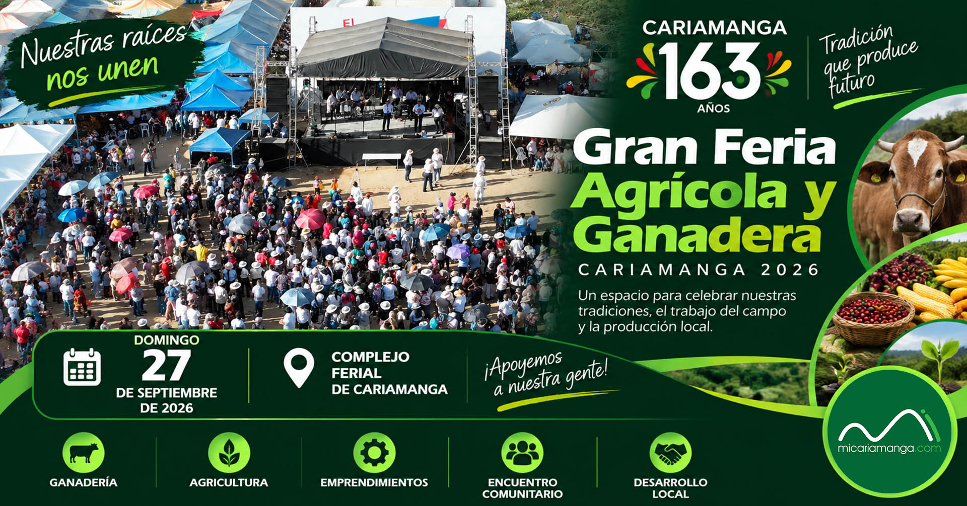 Anuncio de la Gran Feria Agrícola y Ganadera del 27 de septiembre en Cariamanga