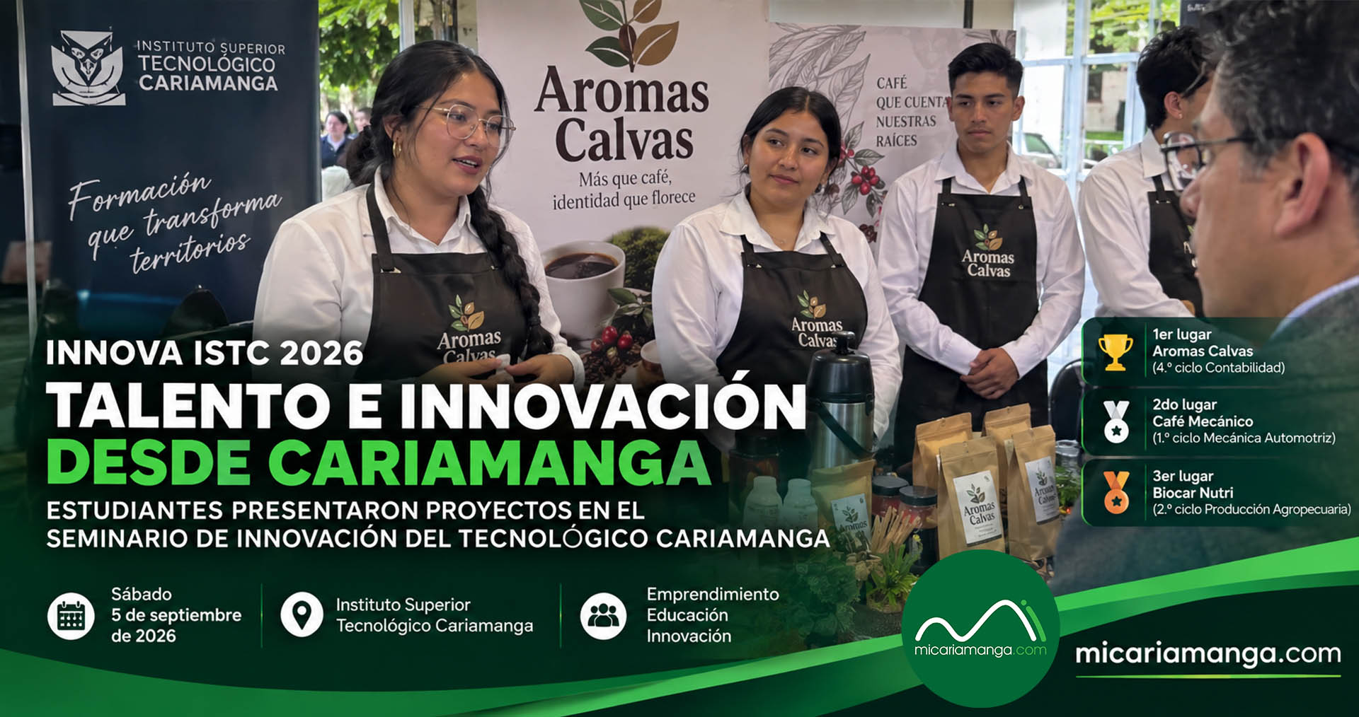 Estudiantes presentan proyectos durante el Seminario de Innovación INNOVA ISTC 2026 en Cariamanga