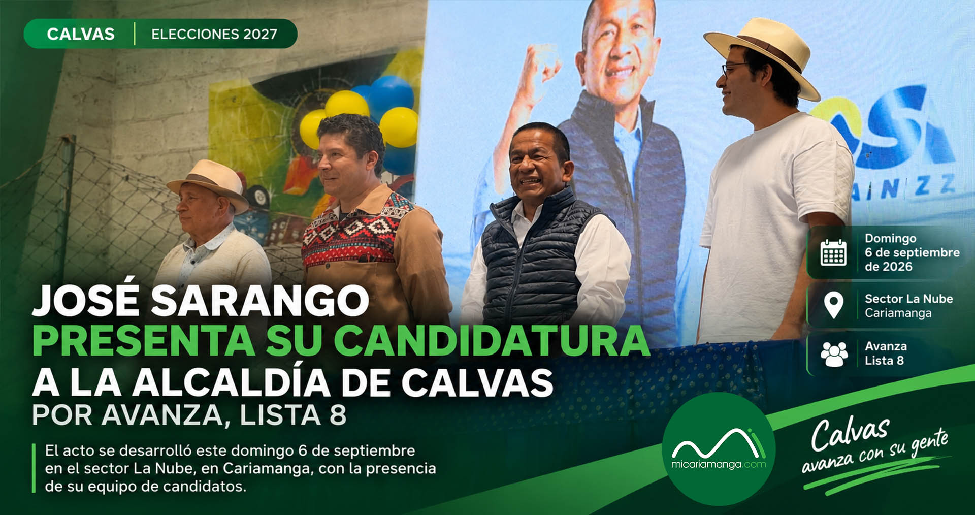 José Sarango presenta su candidatura a la Alcaldía de Calvas por Avanza Lista 8 en Cariamanga