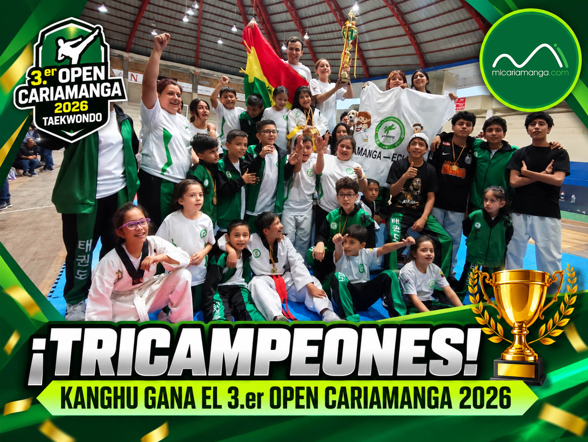 Academia Kanghu campeona del 3.er Open Cariamanga 2026 de Taekwondo