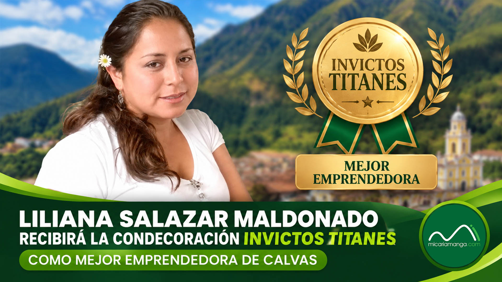 Liliana del Cisne Salazar Maldonado, anunciada para recibir la condecoración Invictos Titanes como Mejor Emprendedora de Calvas 2026.