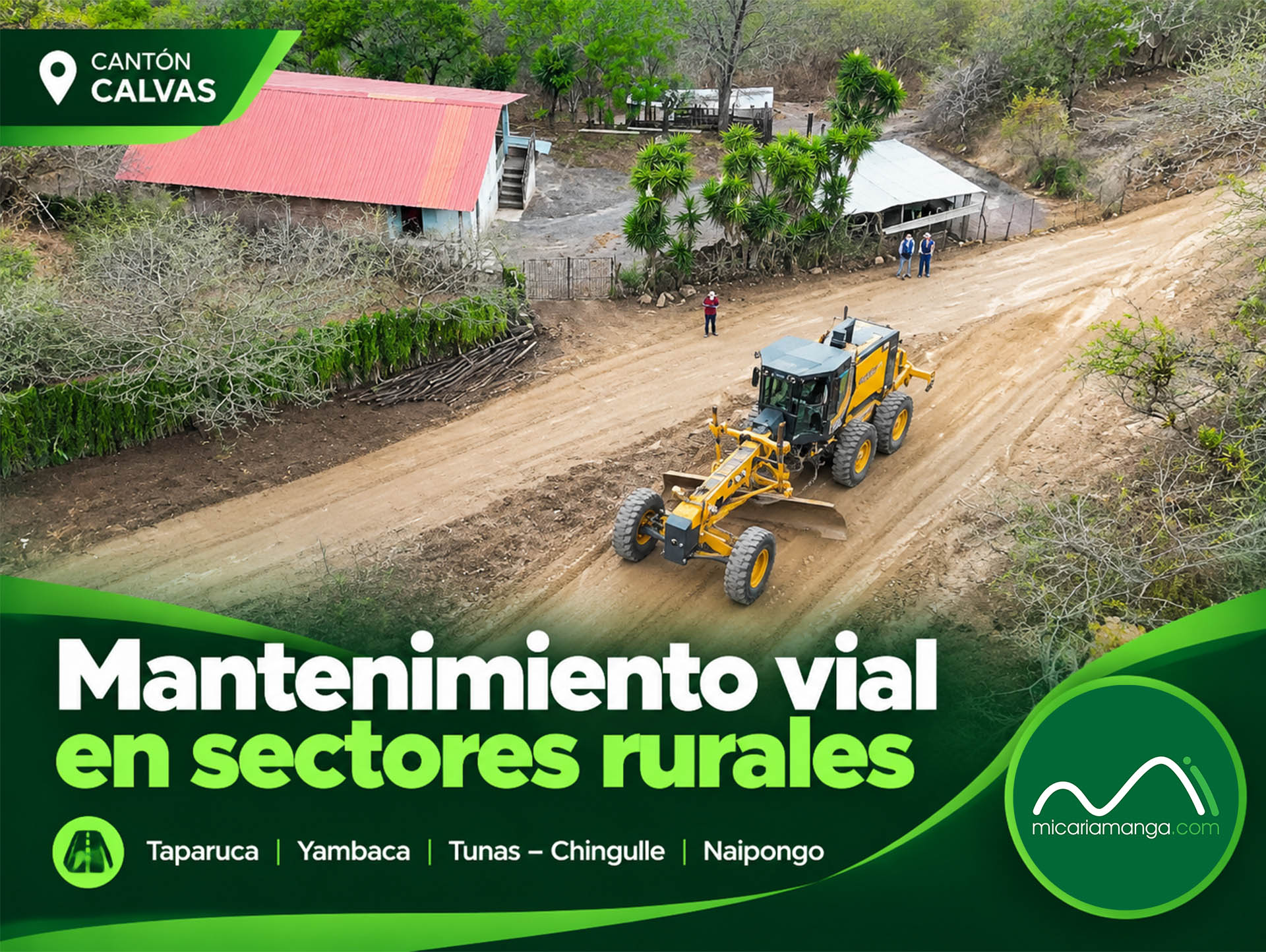 Maquinaria realiza trabajos de mantenimiento vial en sectores rurales del cantón Calvas
