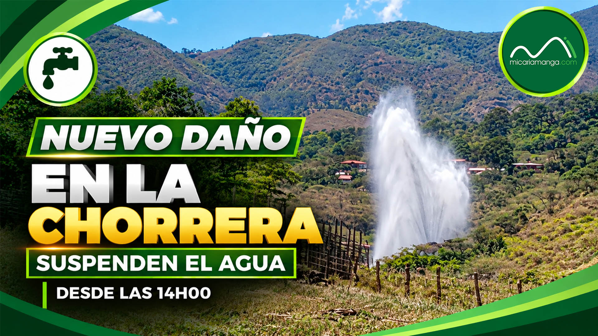 Fuga de agua reportada durante una nueva afectación de la línea de conducción La Chorrera que abastece a Cariamanga