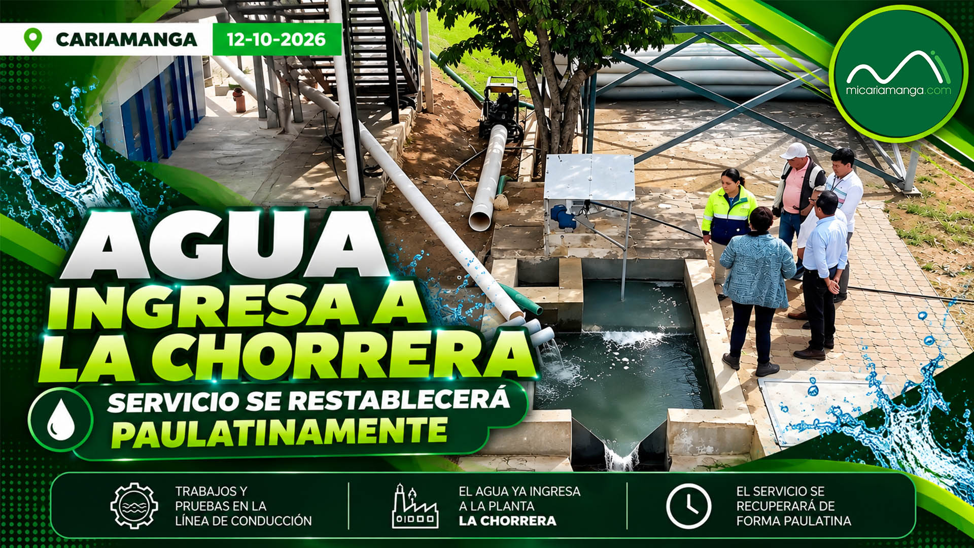 Trabajos en la línea de conducción del sistema de agua potable La Chorrera en Calvas.