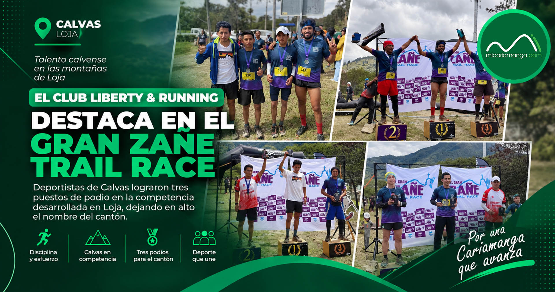 Deportistas del Club Liberty & Running de Calvas durante su participación en el Gran Zañe Trail Race en Loja