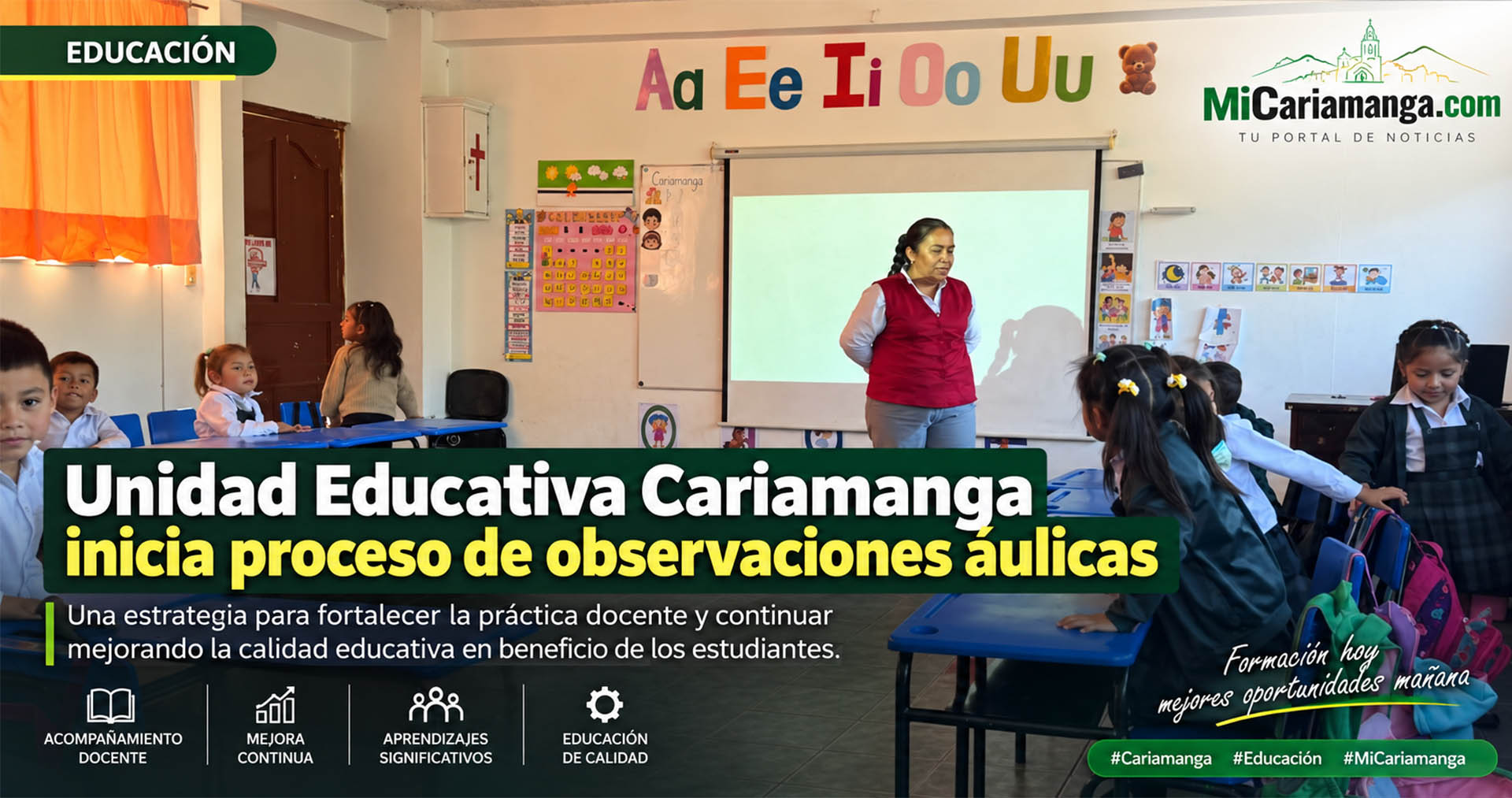 Proceso de observaciones áulicas en la Unidad Educativa Cariamanga